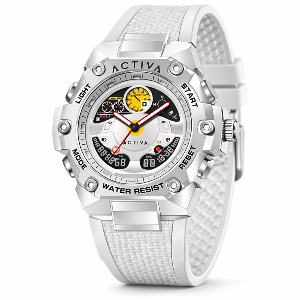 Activa X Invicta Digital Men's Watch - 55mm, White (ACW8092-004)